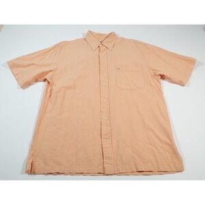 Izod Jeans Mens Orange Check Shirt Sleeve Button Shirt Size M